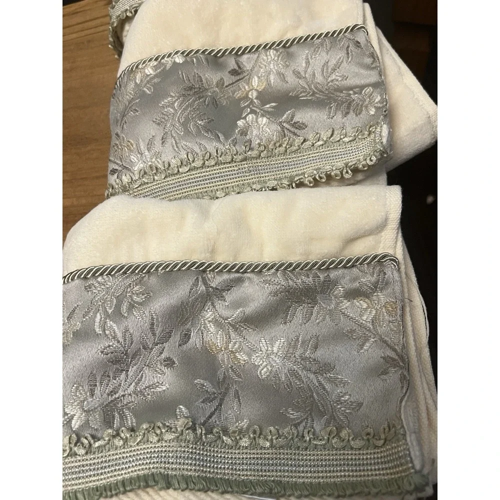 Croscill Home Decorative Cream And Blue With Sage Green Trim Set Of 3